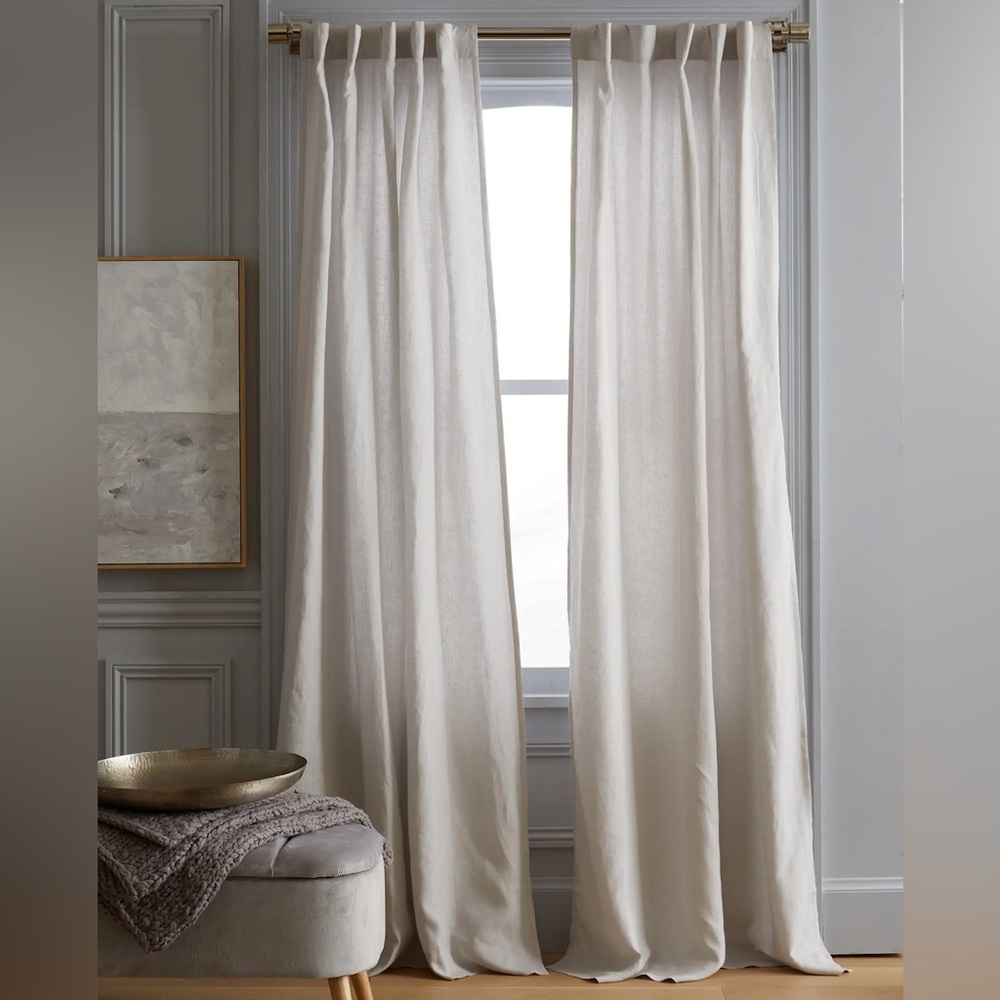 Quince European Linen‎ Curtain Light Filtering 48x96 Cloud Grey 1 Panel 0058